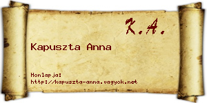 Kapuszta Anna névjegykártya
